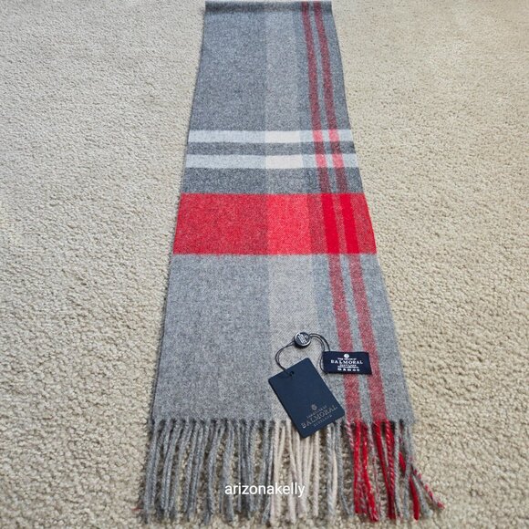 NWT Balmoral Lambswool Scarf Grey Check (Johnston) Scotland - Picture 5 of 10